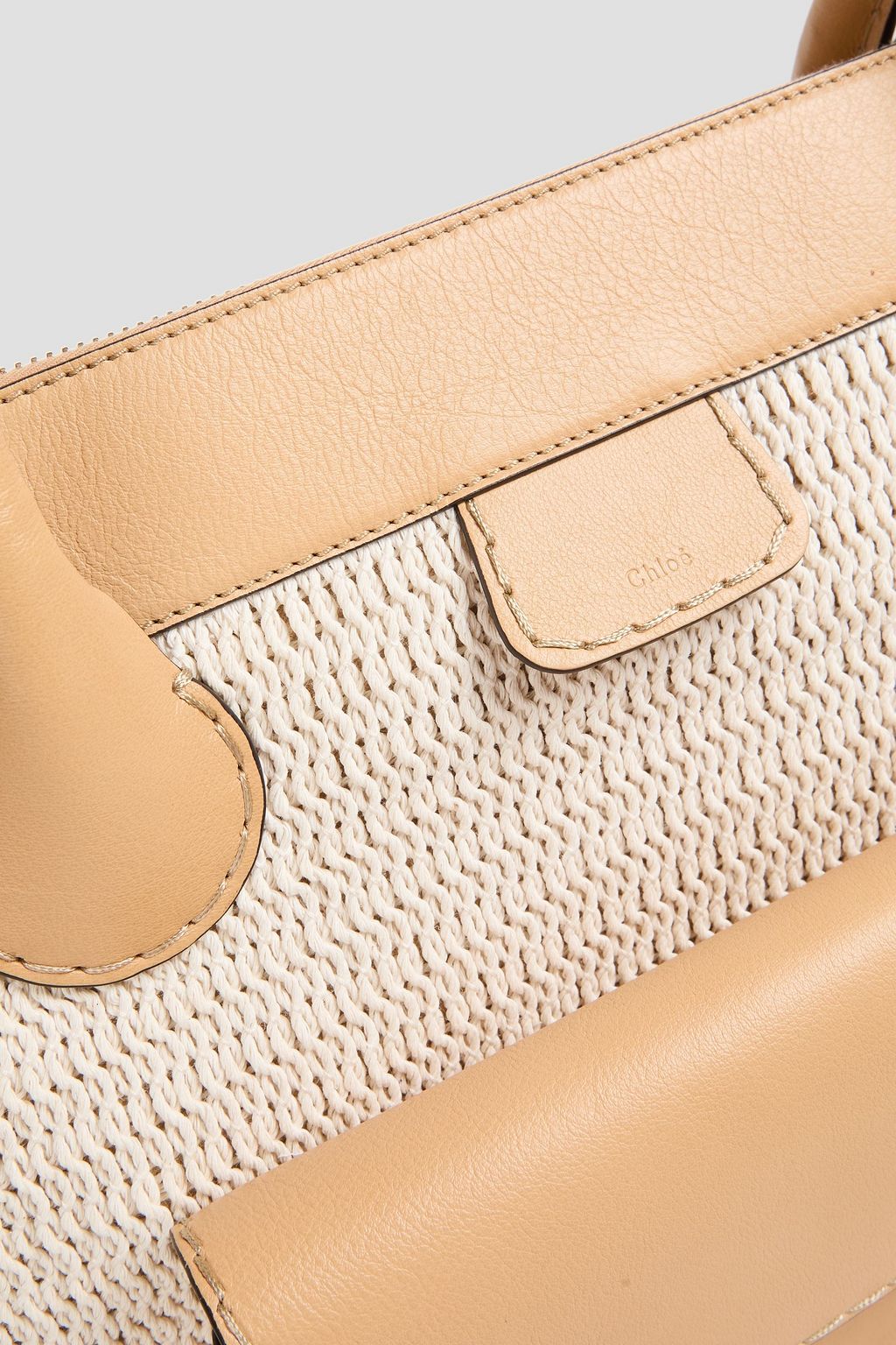 CHLOÉ Edith fringed crochet and leather weekend bag