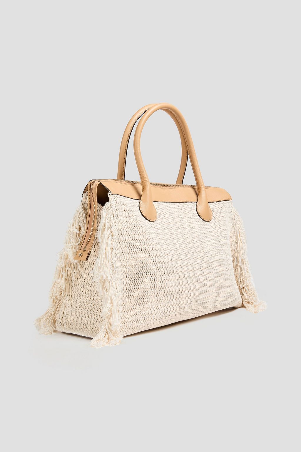 CHLOÉ Edith fringed crochet and leather weekend bag
