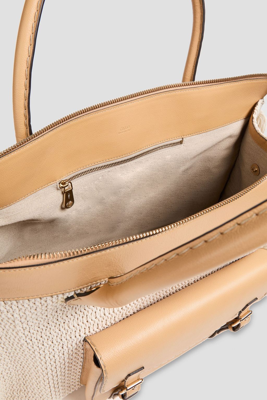 CHLOÉ Edith fringed crochet and leather weekend bag