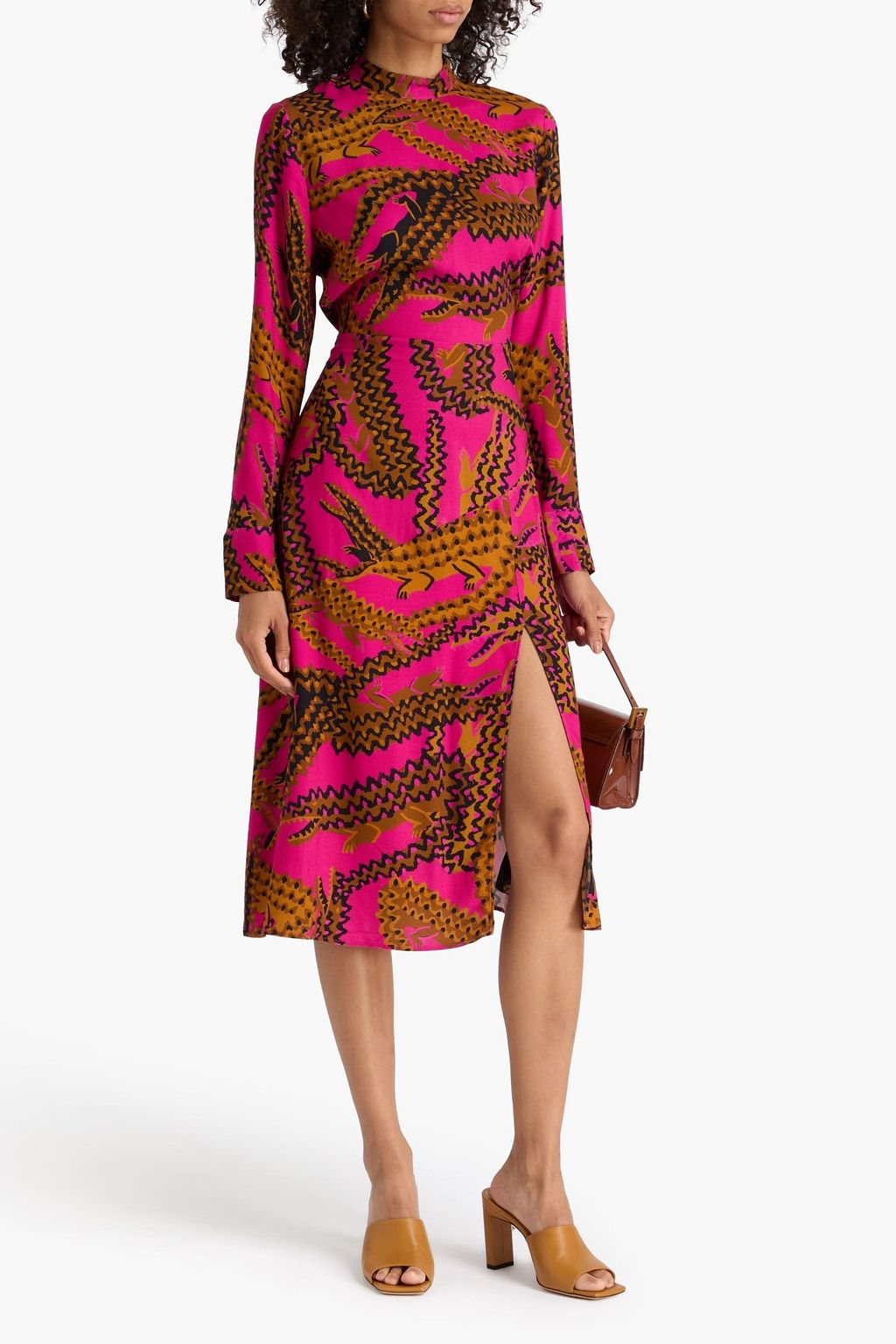 FARM RIO Printed crepe midi dress