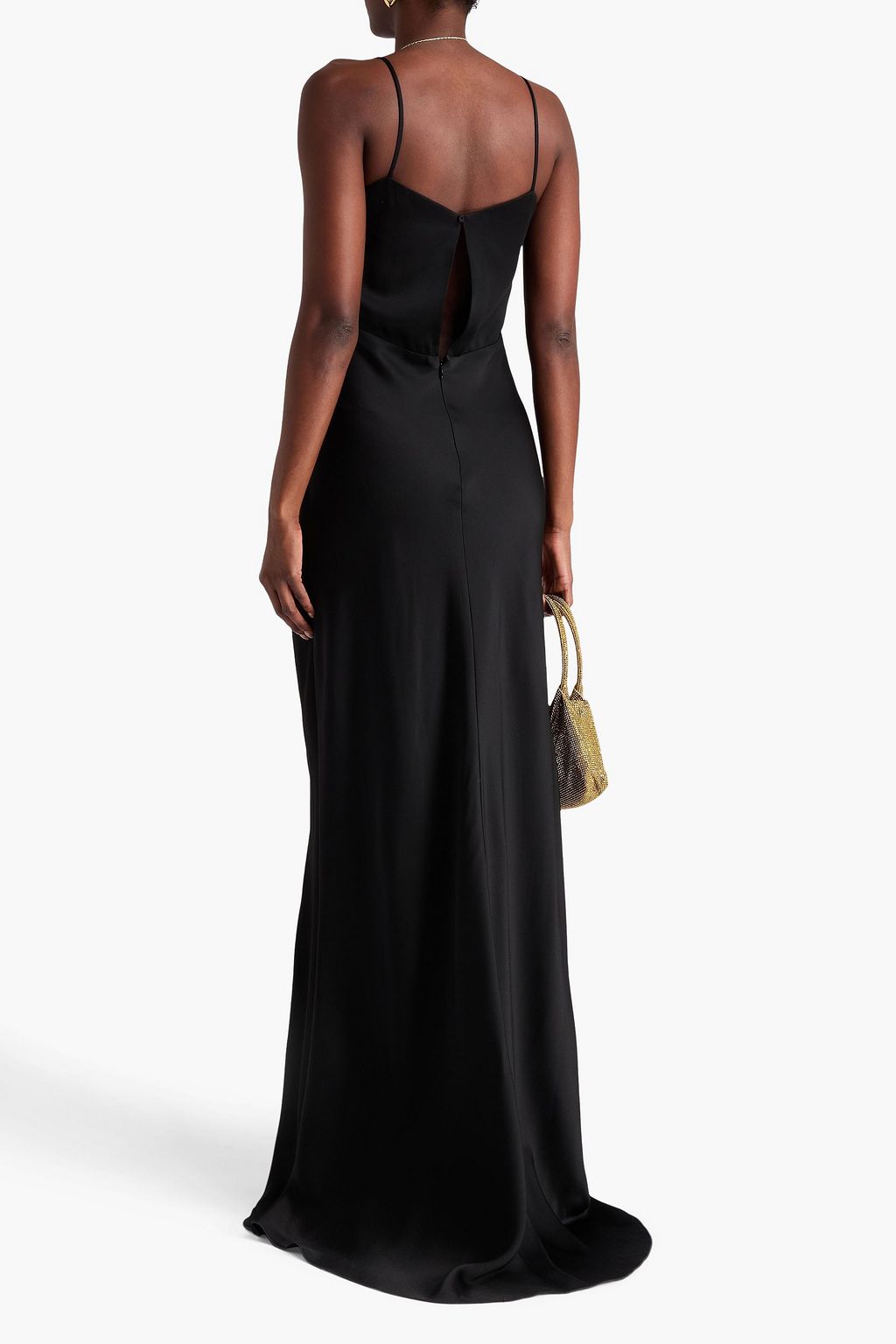 MAX MARA Maxikleid aus glänzendem Crêpe mit Cut-outs