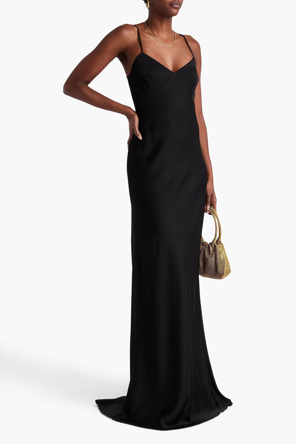 MAX MARA Maxikleid aus glänzendem Crêpe mit Cut-outs