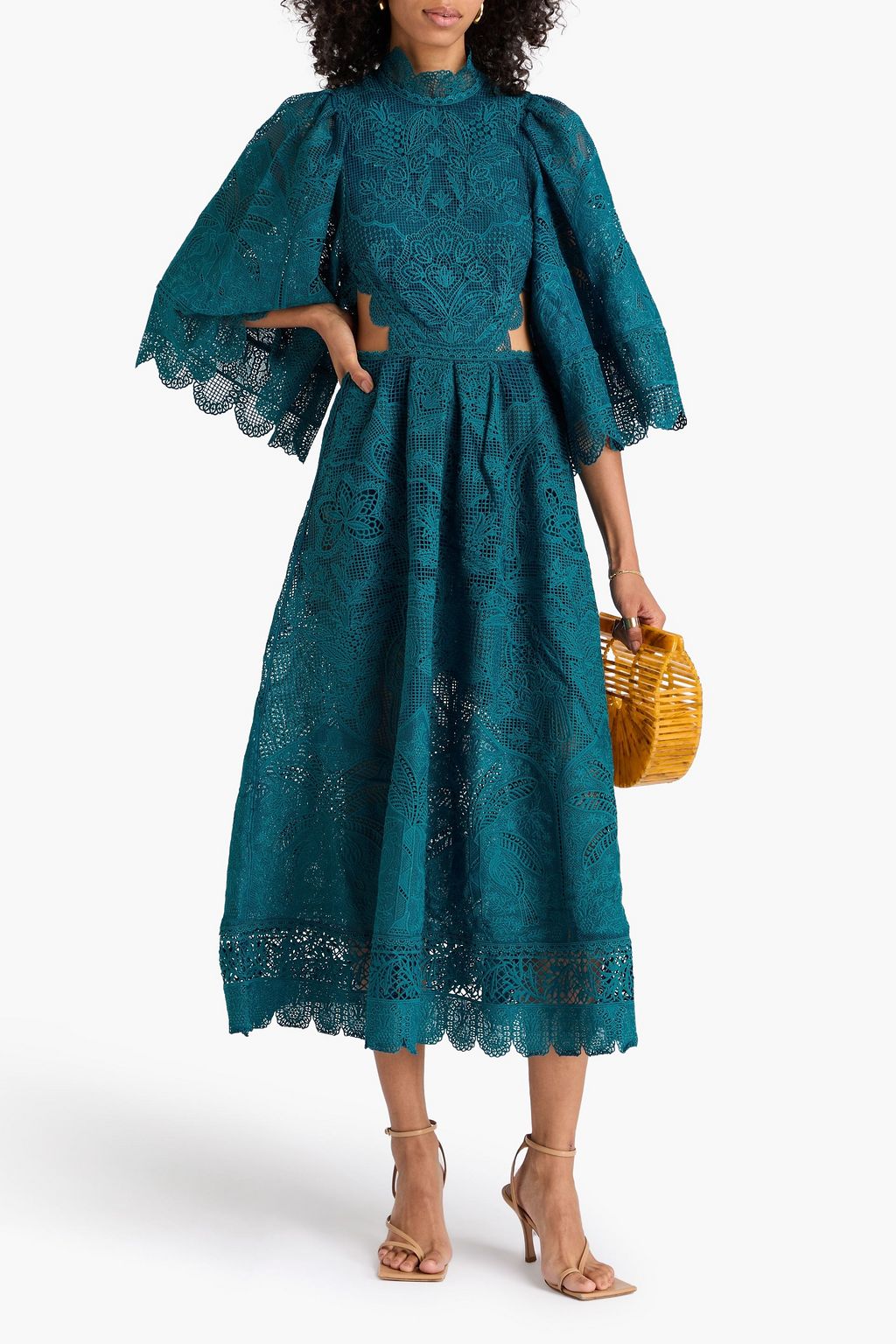 FARM RIO Cutout guipure lace midi dress