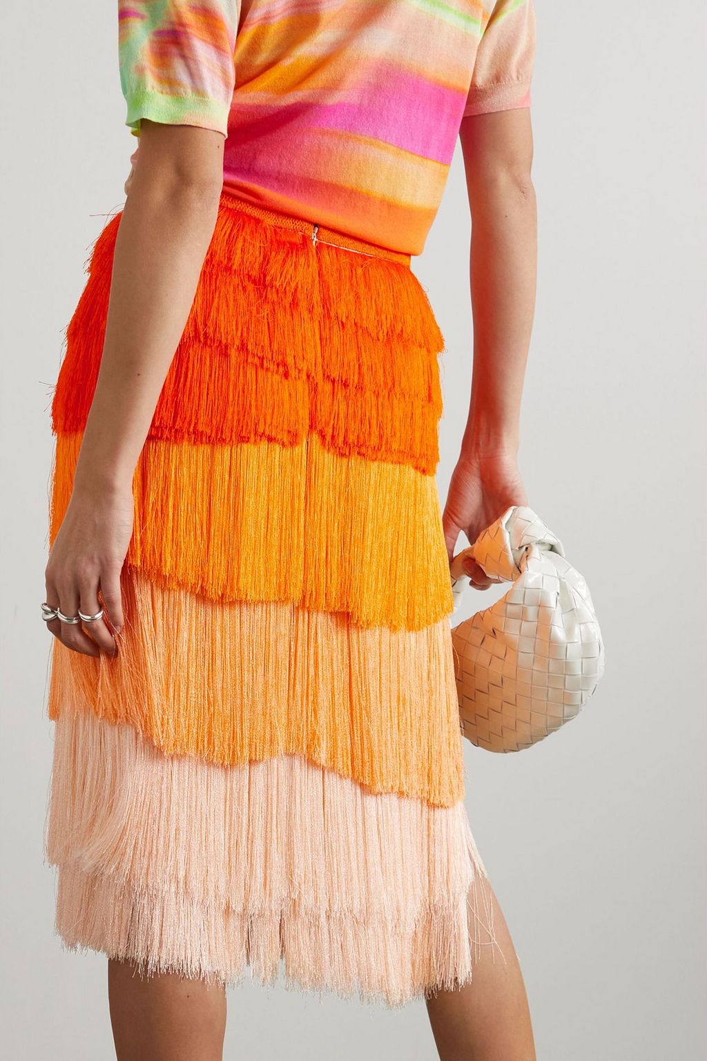 DRIES VAN NOTEN تنورة Salby متوسّطة الطول من الكريب بشرابات