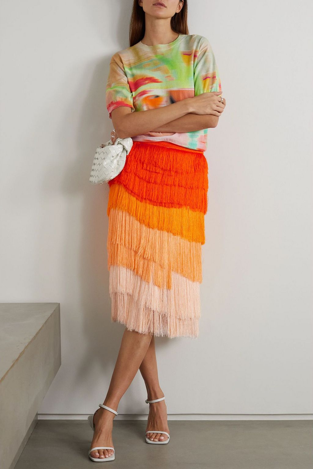 DRIES VAN NOTEN تنورة Salby متوسّطة الطول من الكريب بشرابات