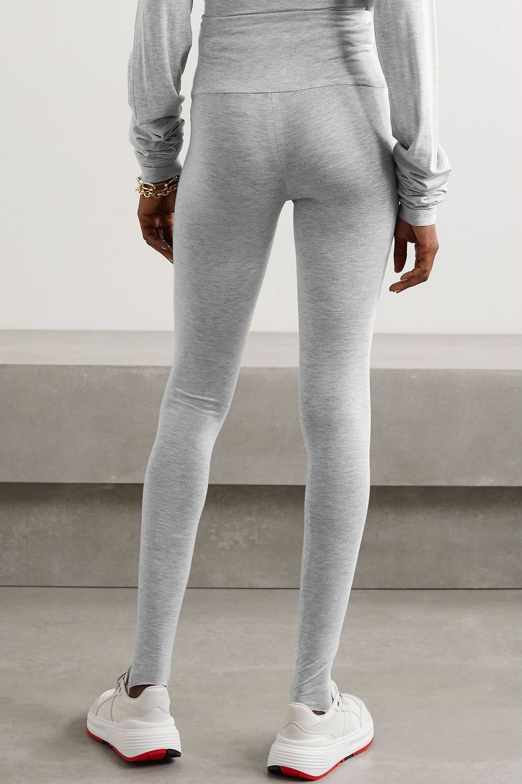 NORMA KAMALI Mélange stretch-modal stirrup leggings