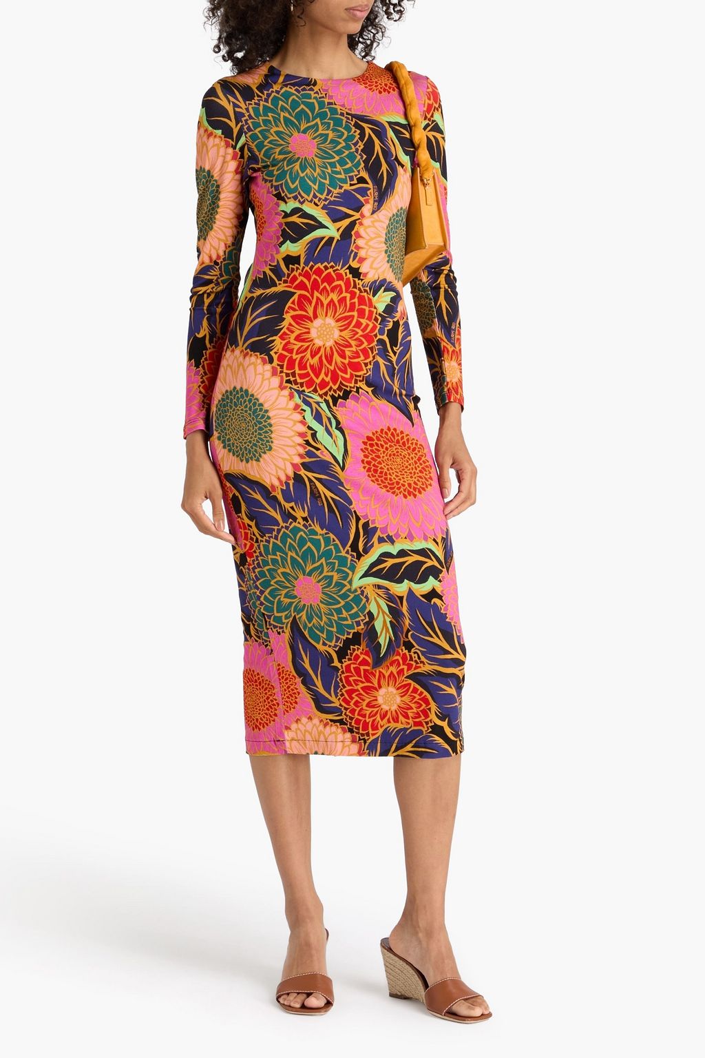 FARM RIO Floral-print jersey midi dress