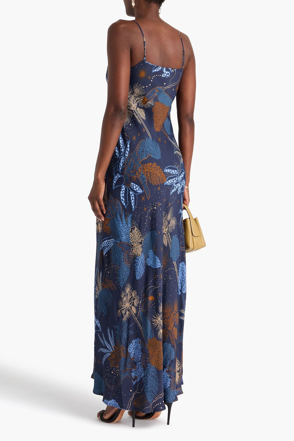 FARM RIO Printed twill maxi slip dress