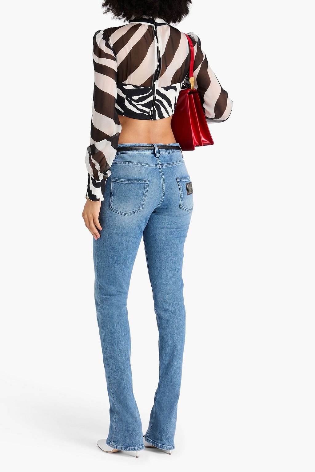 DOLCE&GABBANA Cropped Oberteil aus Chiffon aus einer Seidenmischung mit Zebraprint