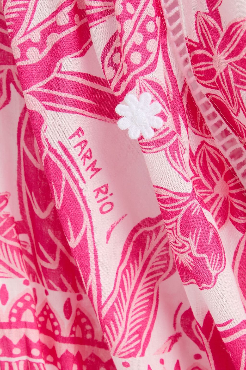 FARM RIO Cropped printed cotton top