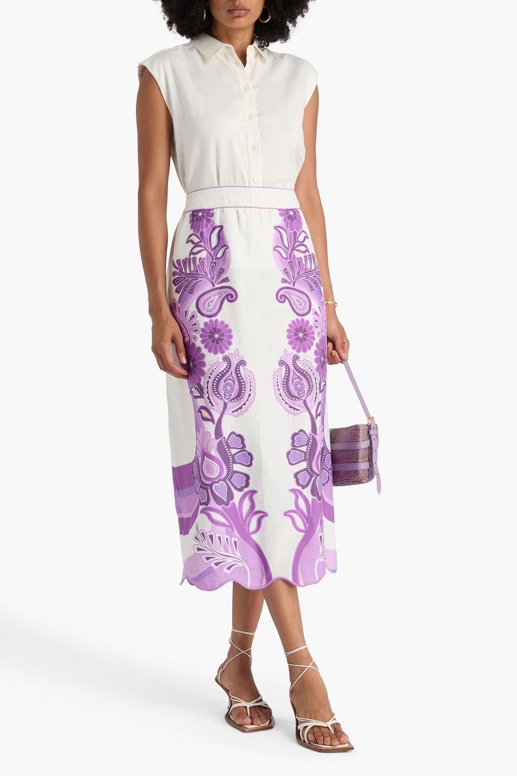 FARM RIO Midirock aus Leinen mit Paisley-Print