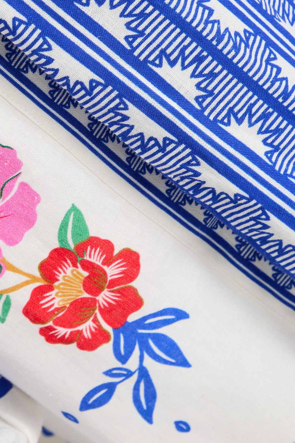 FARM RIO Kaftan aus einer Leinenmischung mit Gürtel und floralem Print