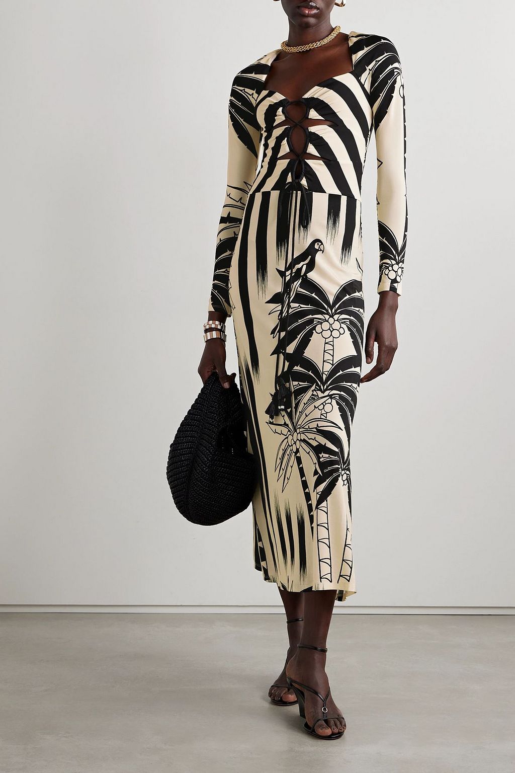 JOHANNA ORTIZ Determined Vaquera printed cutout stretch-jersey midi dress