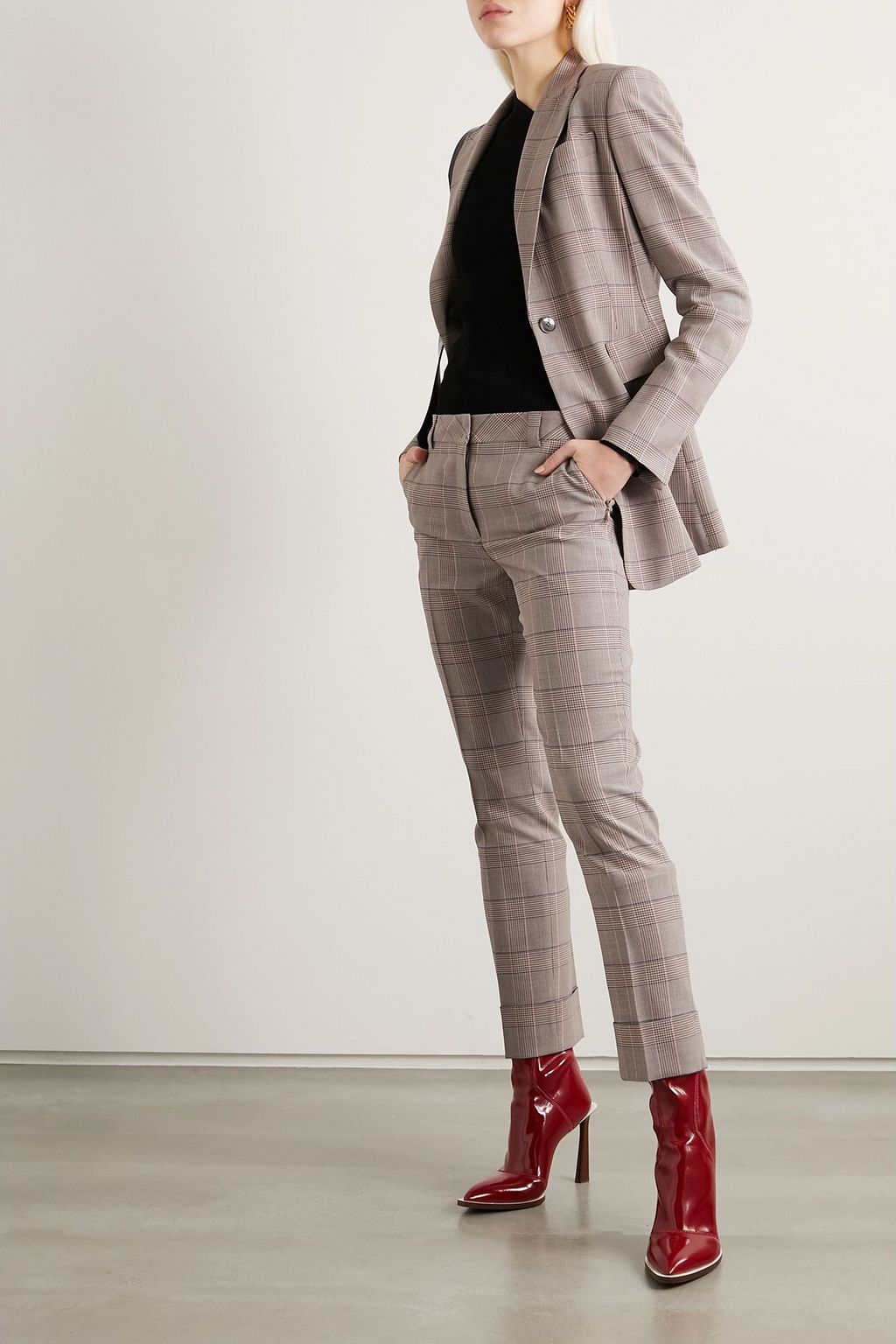 AKRIS Maxima checked wool straight-leg pants