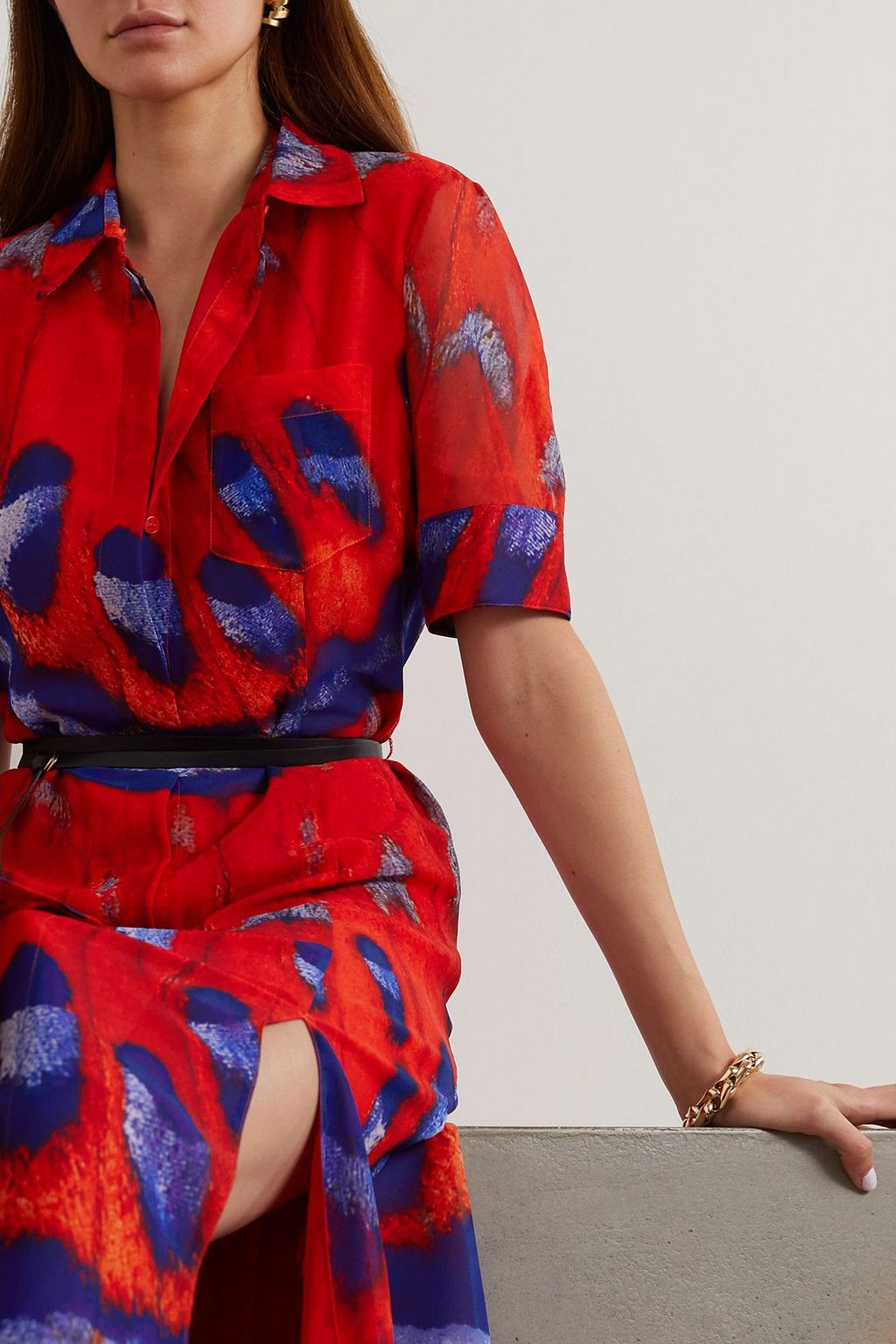 ALTUZARRA Kieran Hemdblusenkleid aus bedrucktem Crêpe de Chine mit Gürtel