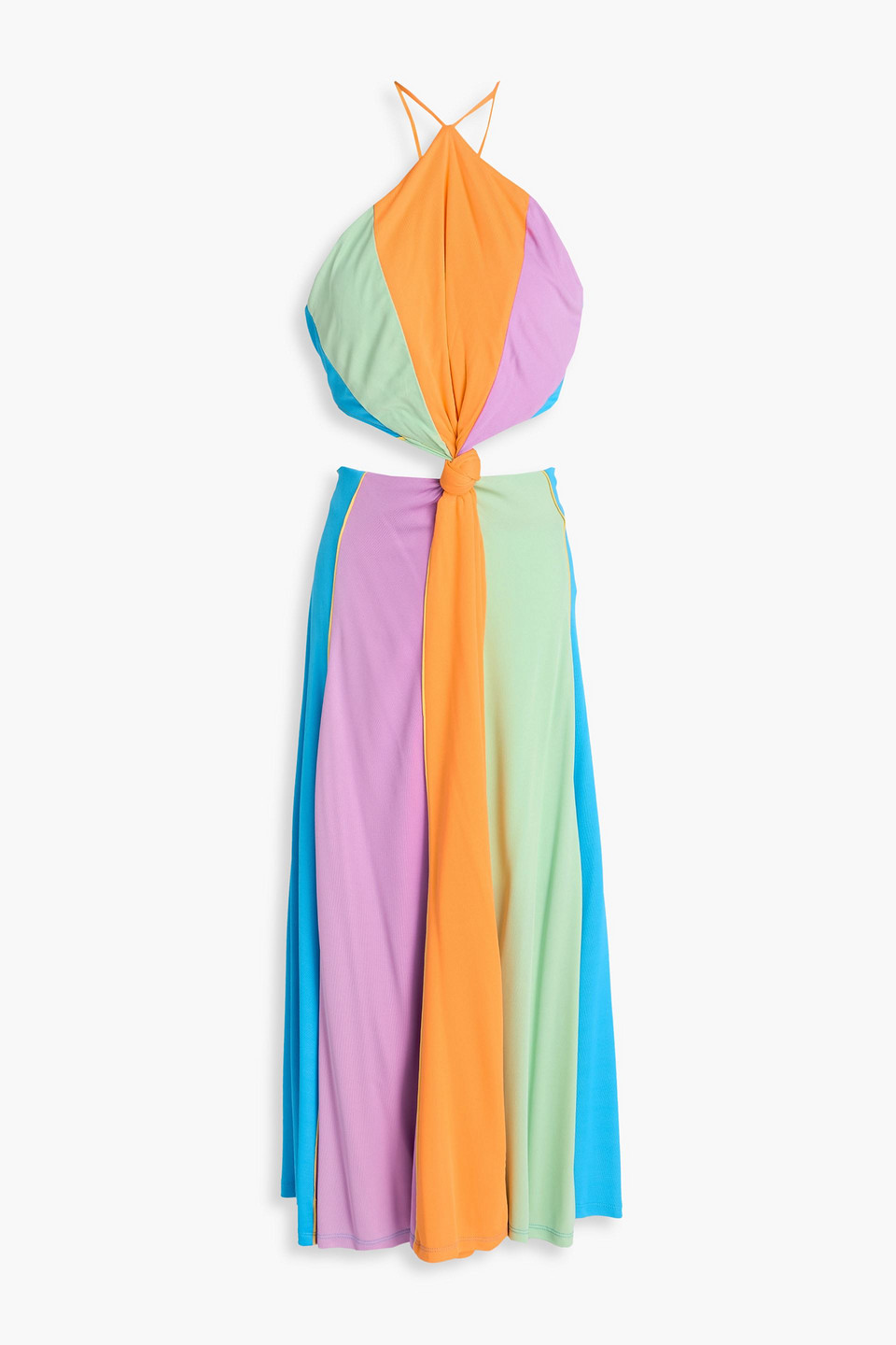 farm rio - cutout color-block jersey midi dress - multicolor - l