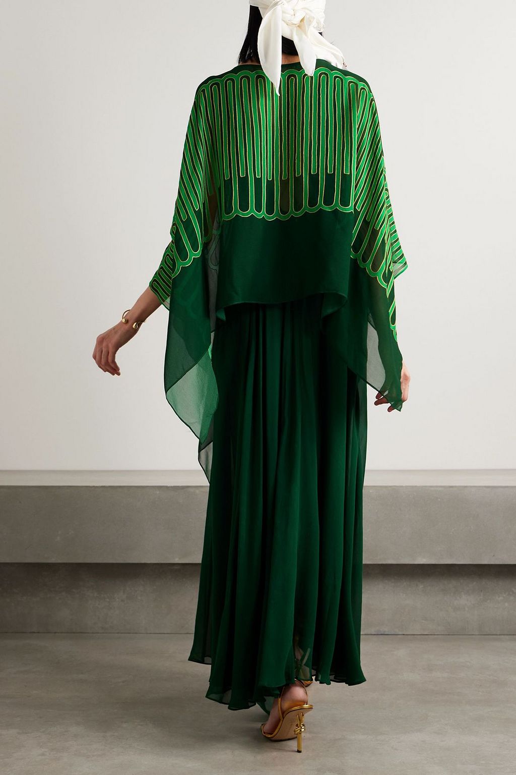 JOHANNA ORTIZ Tejiendo El Tropico embroidered printed chiffon maxi dress