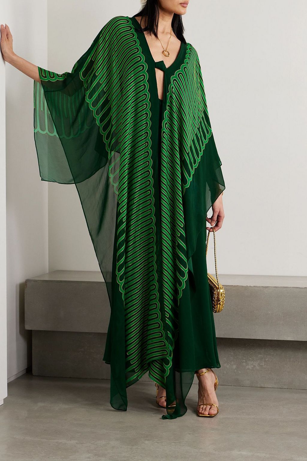 JOHANNA ORTIZ Tejiendo El Tropico embroidered printed chiffon maxi dress