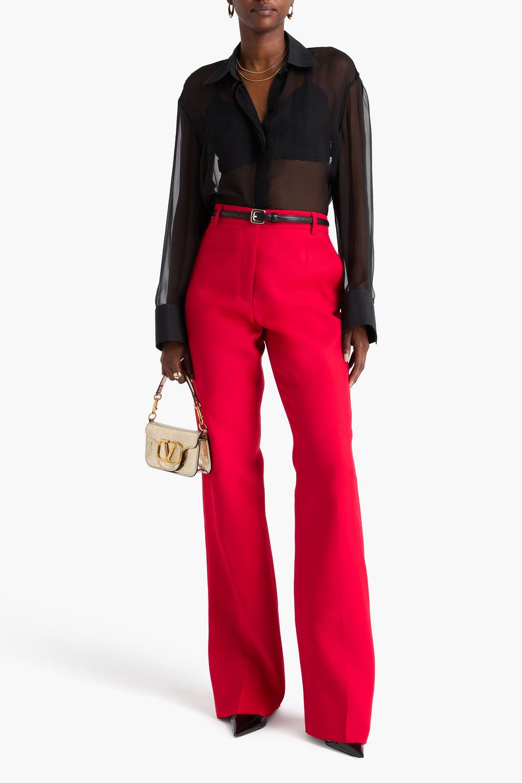 VALENTINO GARAVANI Wool and silk-blend crepe bootcut pants