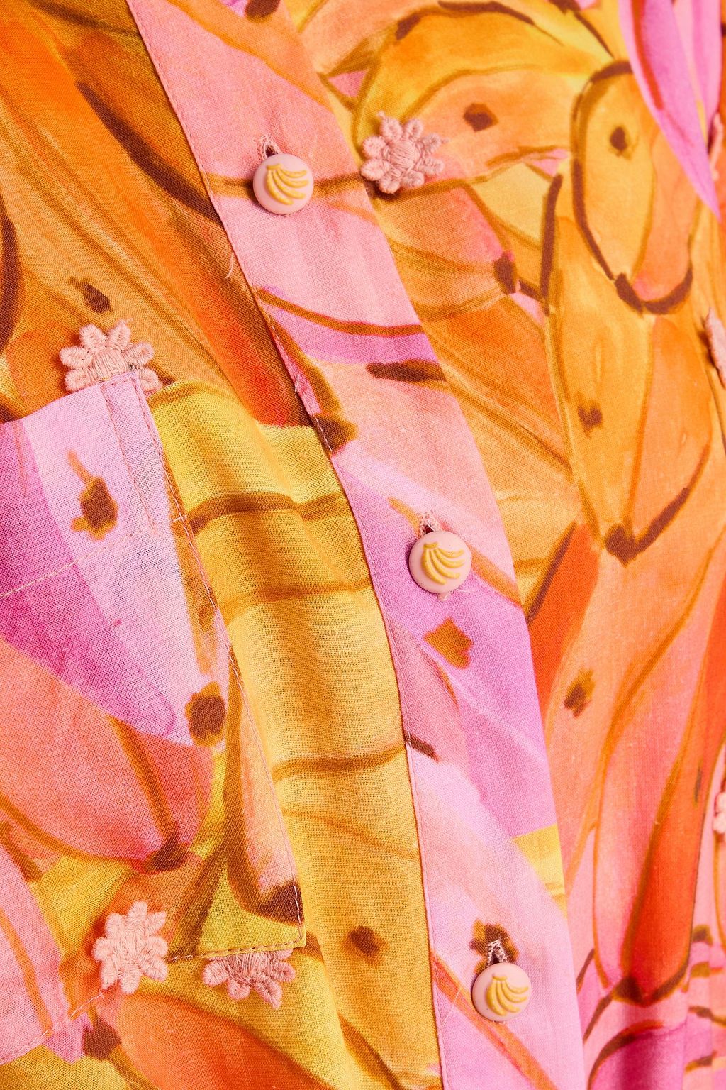 FARM RIO Printed cotton mini shirt dress