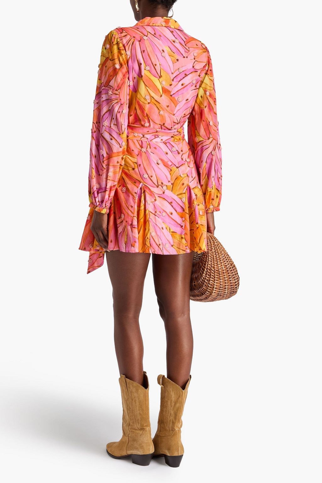 FARM RIO Printed cotton mini shirt dress