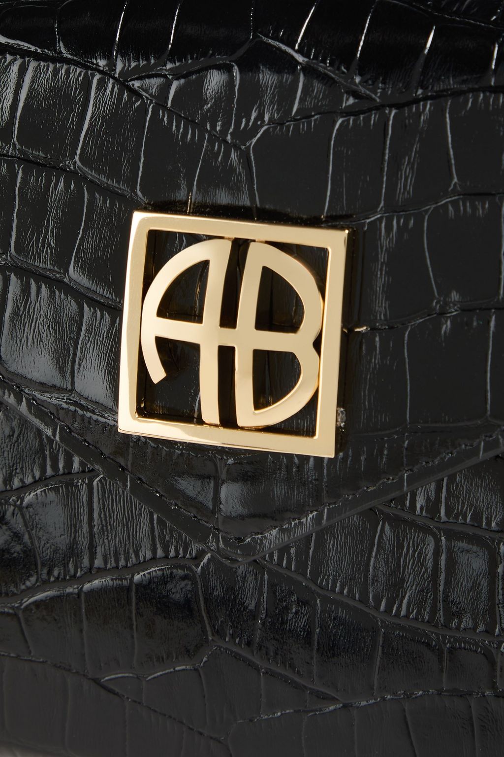 ANINE BING Kuvert-Clutch „Elly“ aus Leder mit Krokodileffekt