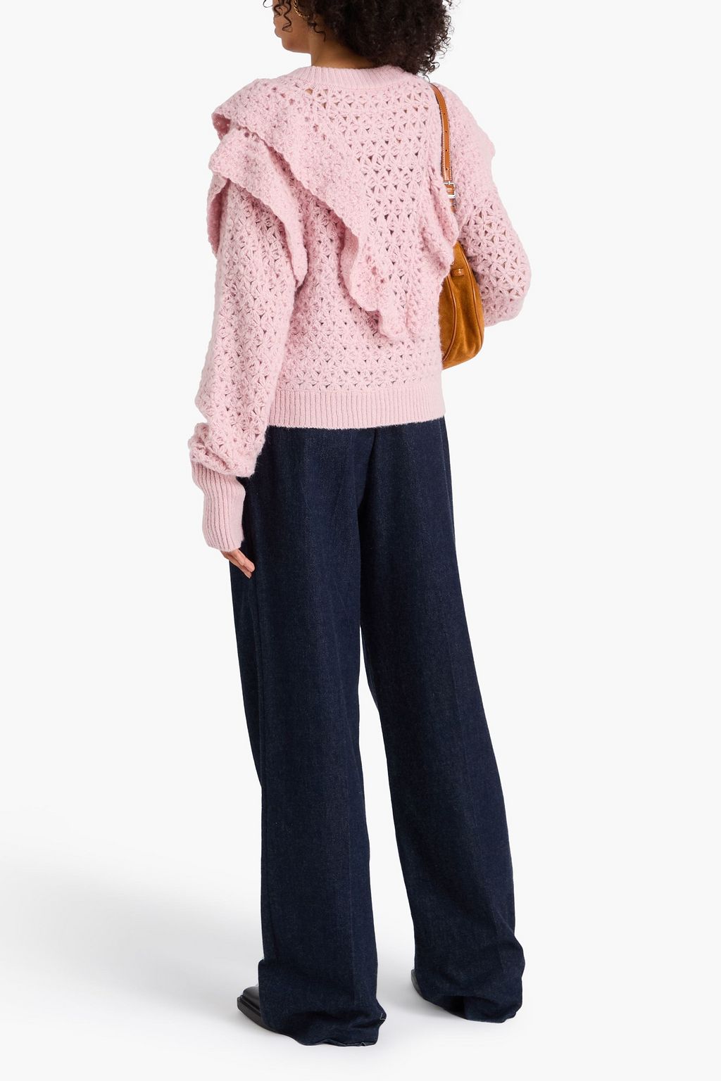 FARM RIO オープンニット カーディガン ラッフル付き