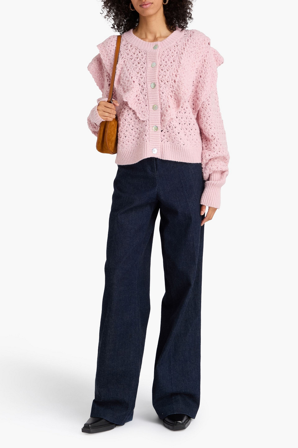  Farm Rio - Cardigan Aus Lochstrick Mit Rüschen - Pink - Xs 