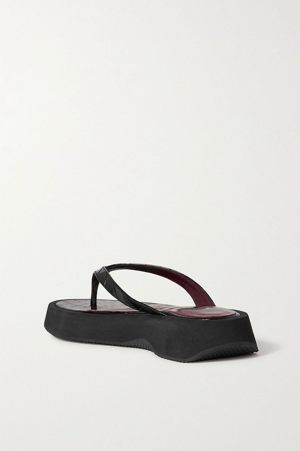STAUD Tessa croc-effect leather platform flip flops