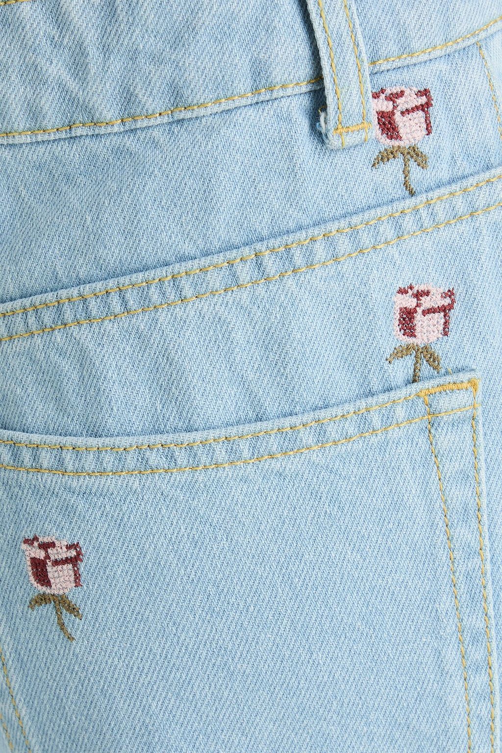 FARM RIO Embroidered high-rise wide-leg jeans