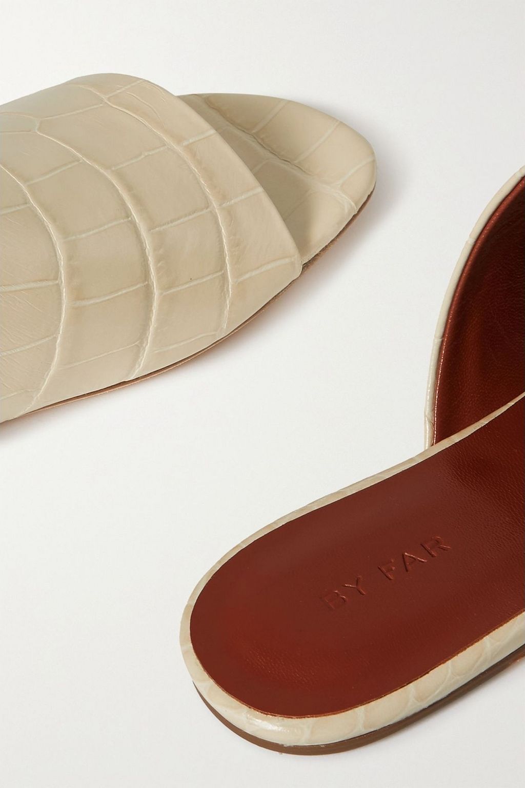 BY FAR Baba croc-effect leather slides