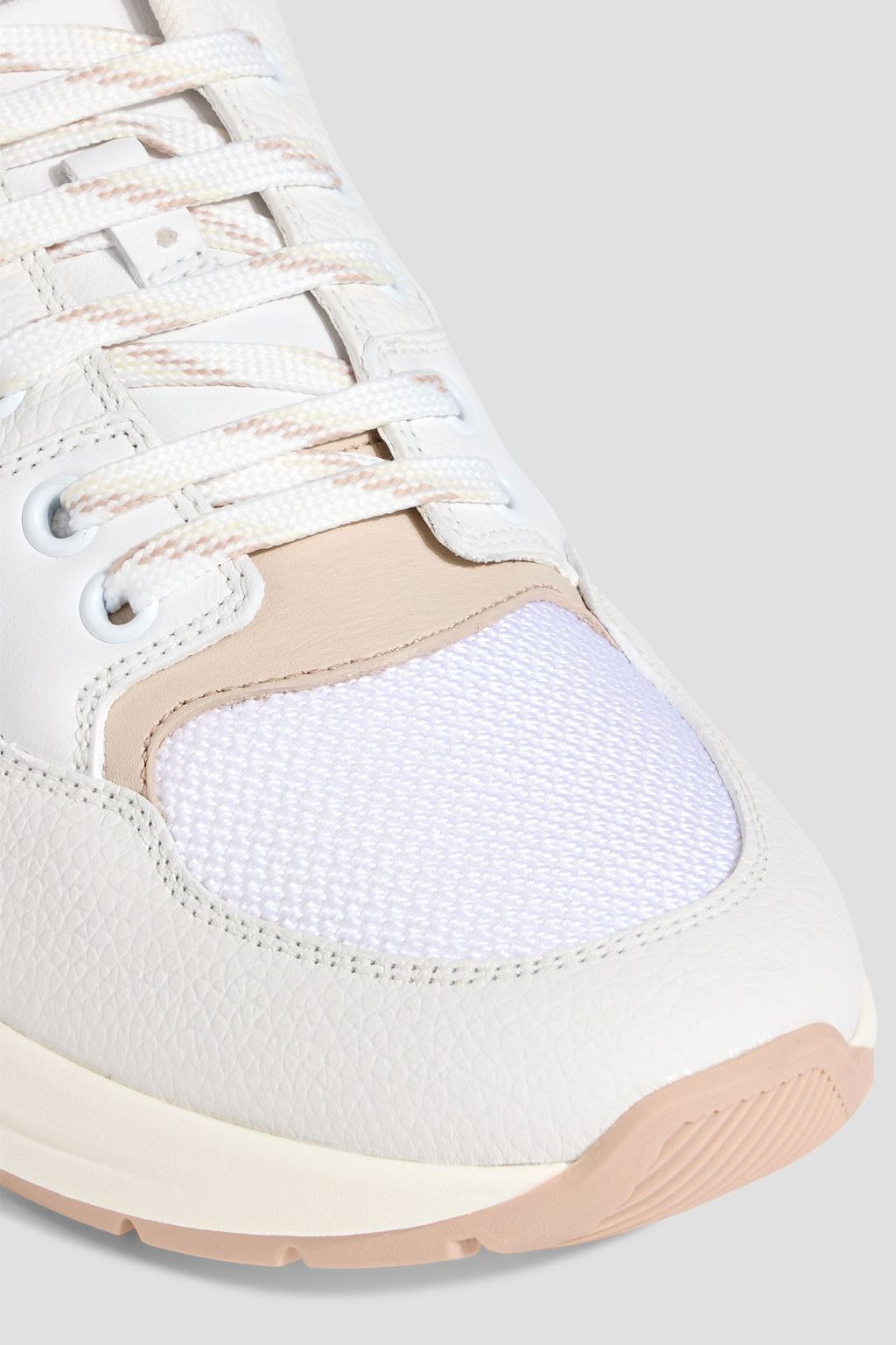 FERRAGAMO Cosma mesh, smooth and pebbled-leather sneakers
