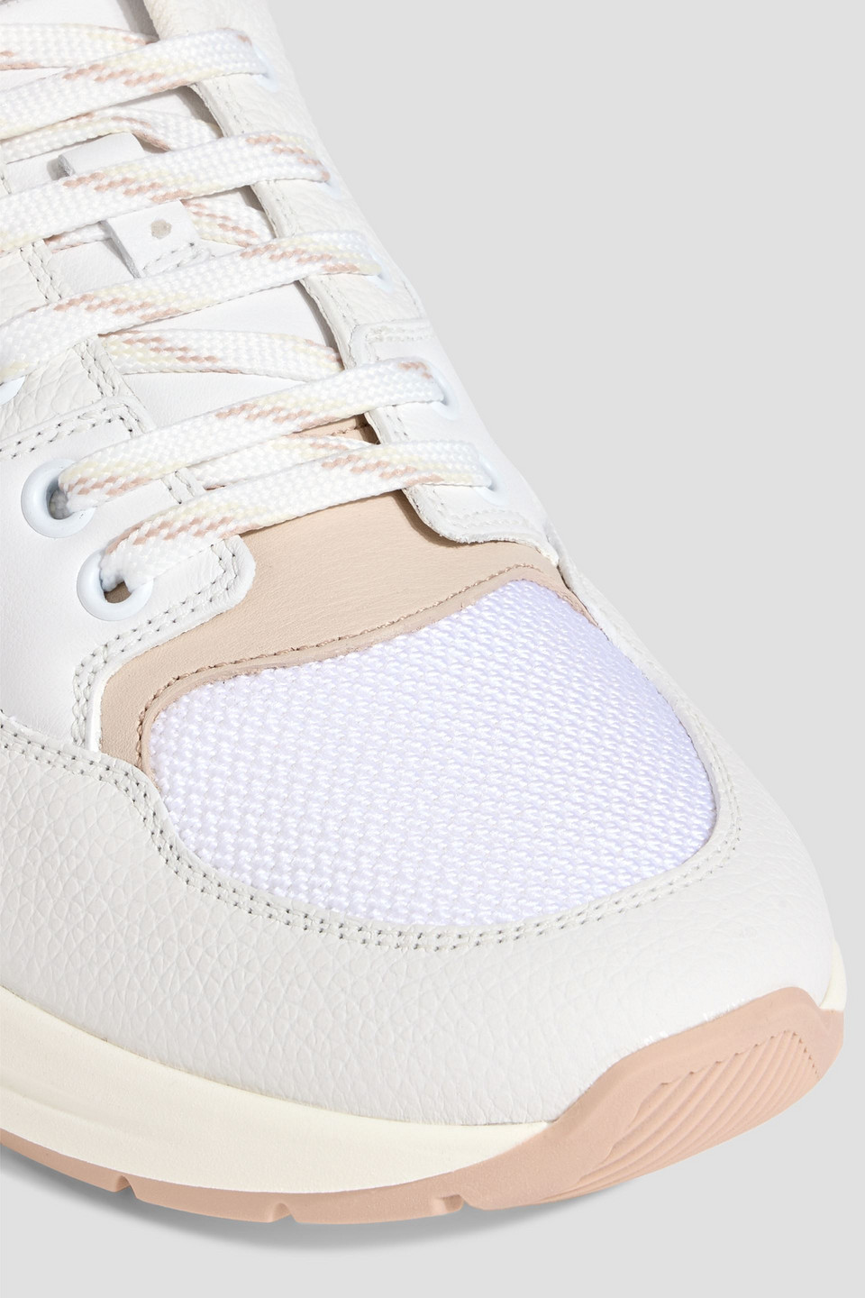 Ferragamo Leather And Fabric Low-top Sneakers In White