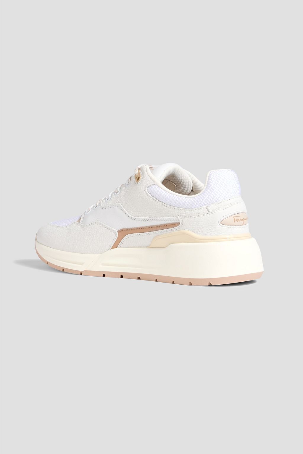 FERRAGAMO Cosma mesh, smooth and pebbled-leather sneakers