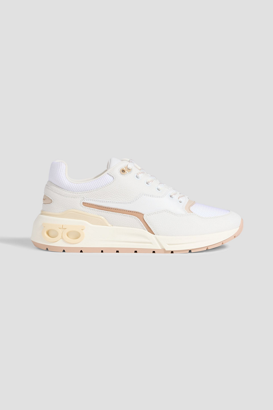 Ferragamo Leather And Fabric Low-top Sneakers In White