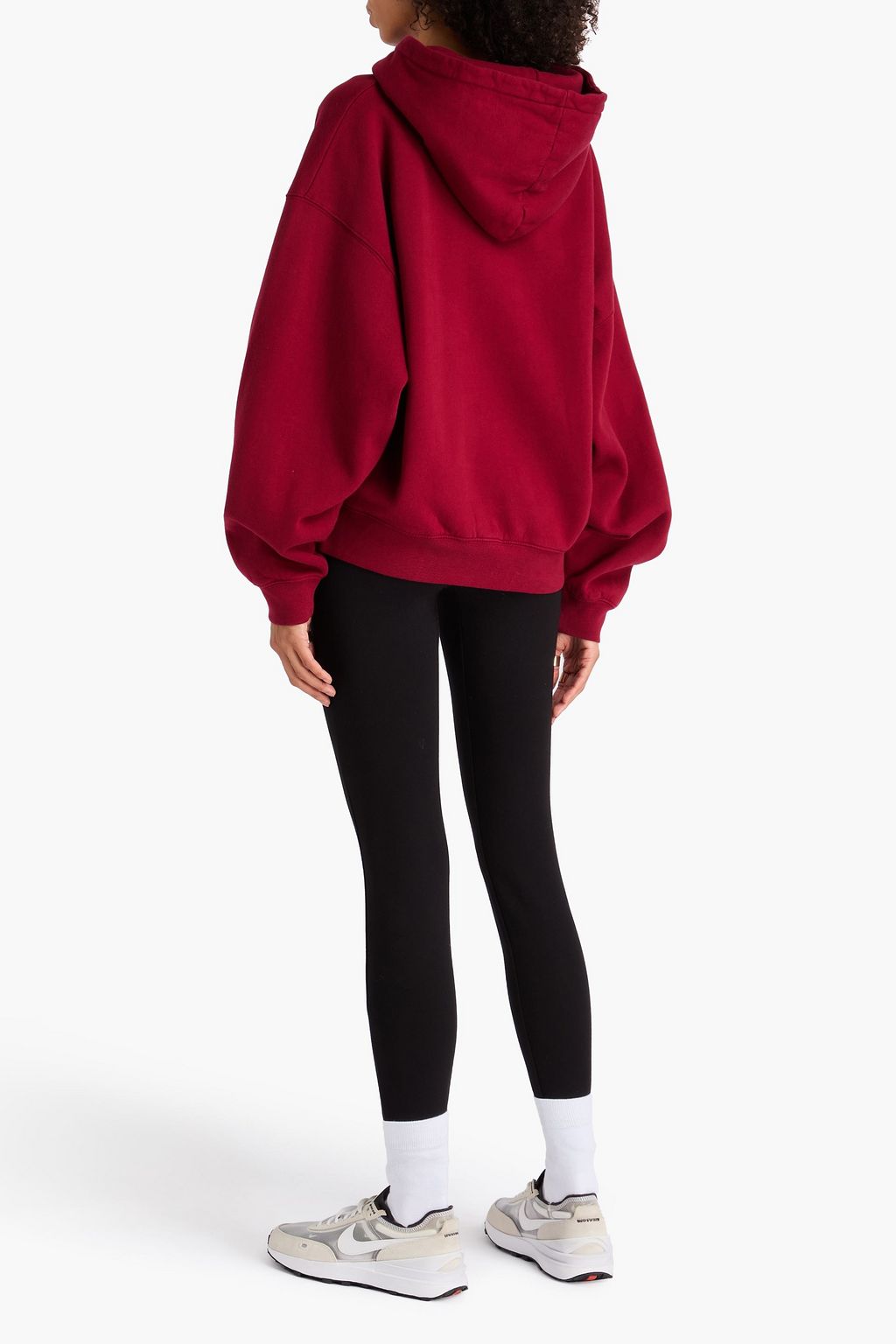 ANINE BING Alec oversized appliquéd cotton-fleece hoodie
