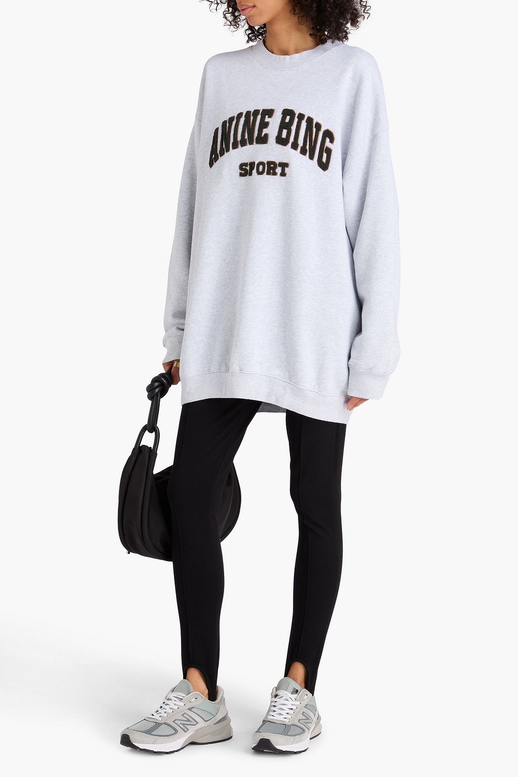 ANINE BING Oversized-Sweatshirt „Tyler“ aus Baumwollfleece mit Applikationen