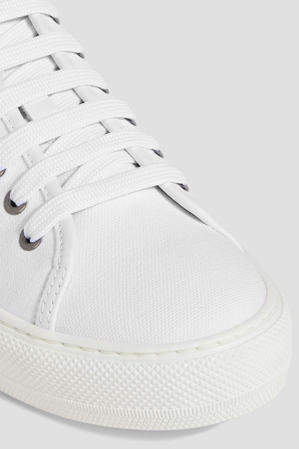 FERRAGAMO Leather-trimmed canvas sneakers