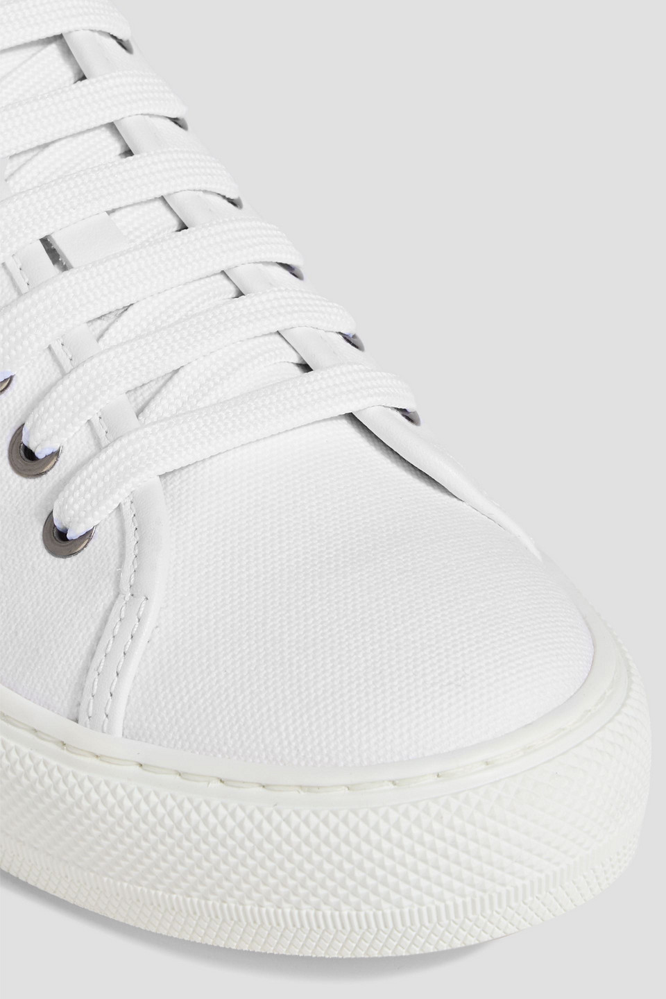 Ferragamo Leather-trimmed Canvas Sneakers In White