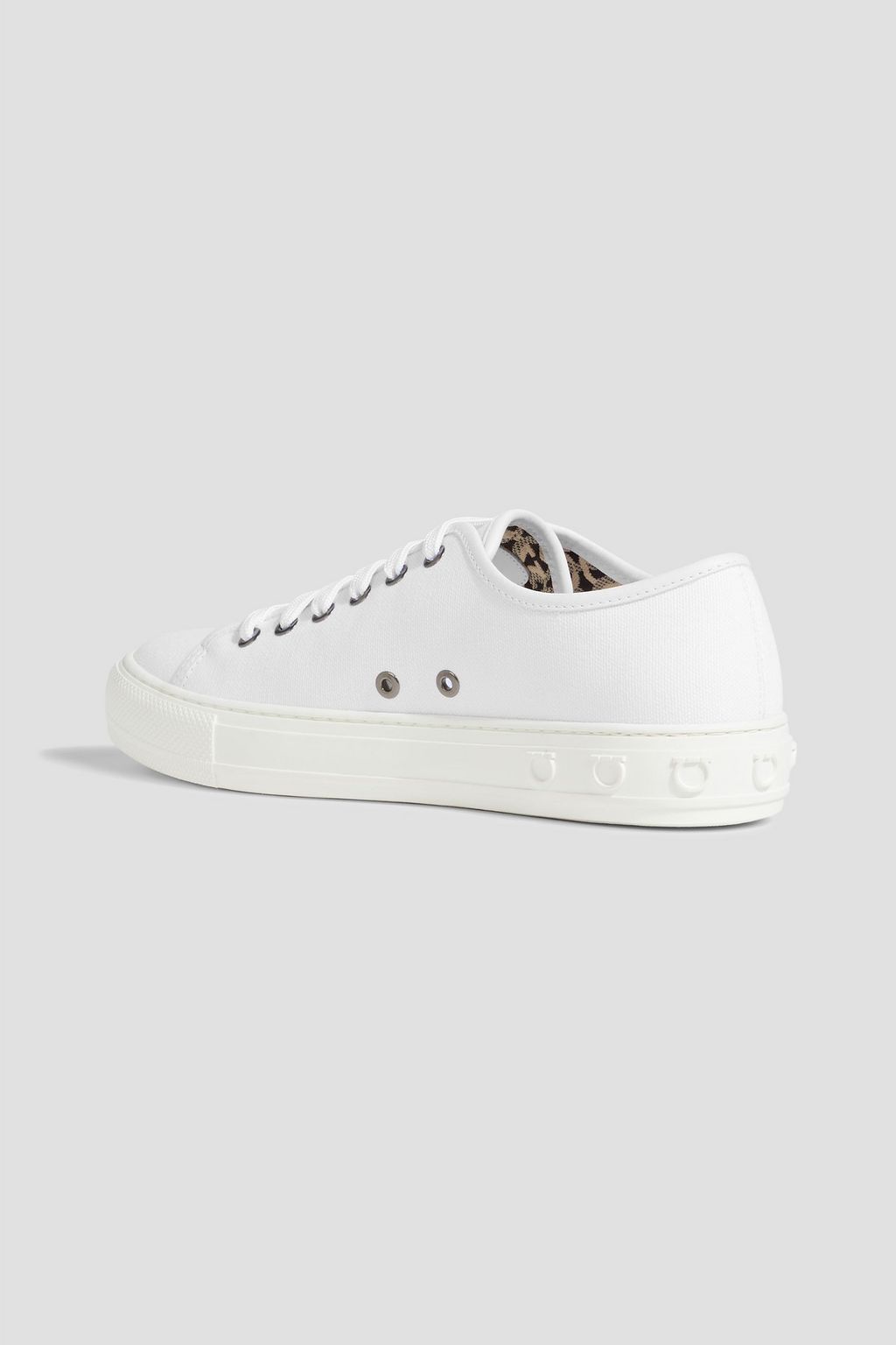FERRAGAMO Leather-trimmed canvas sneakers