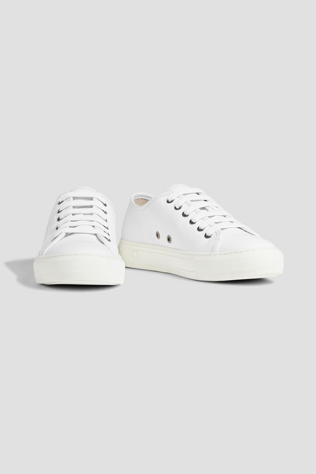 FERRAGAMO Leather-trimmed canvas sneakers