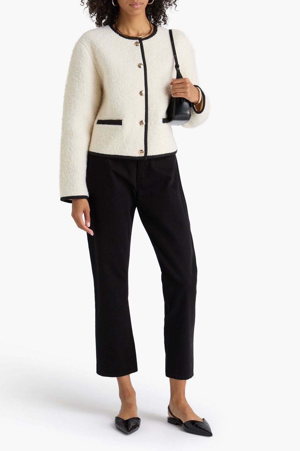 ANINE BING Jacke „Logan“ aus Bouclé-Tweed aus einer Wollmischung