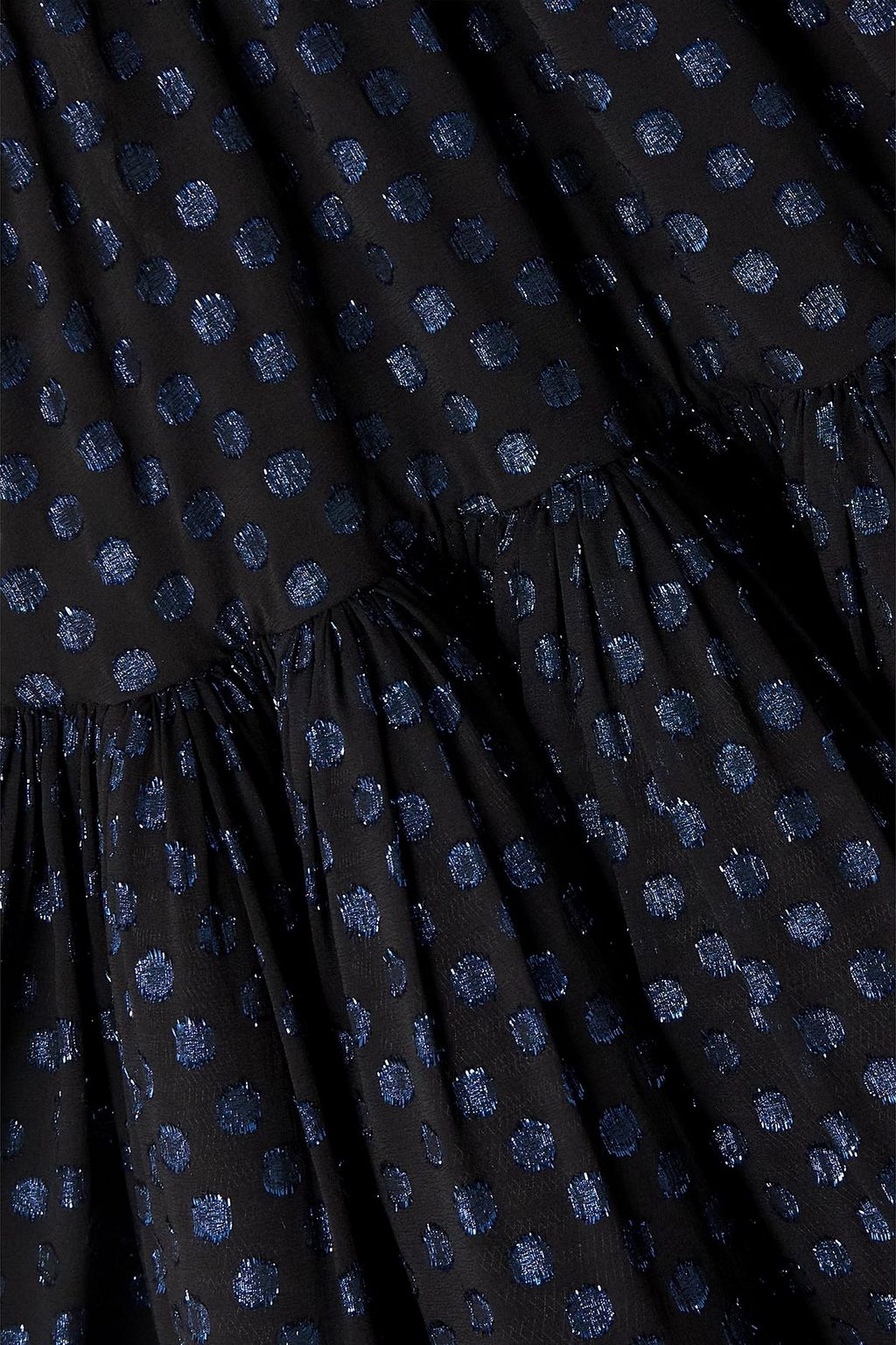 LANVIN Metallic polka-dot fil coupé silk-blend chiffon halterneck mini dress