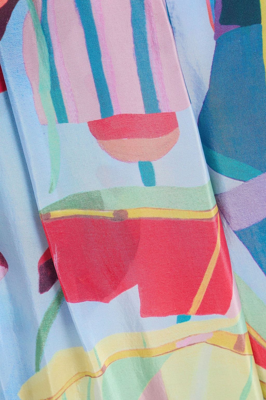 FARM RIO Pleated printed crepe de chine wide-leg pants
