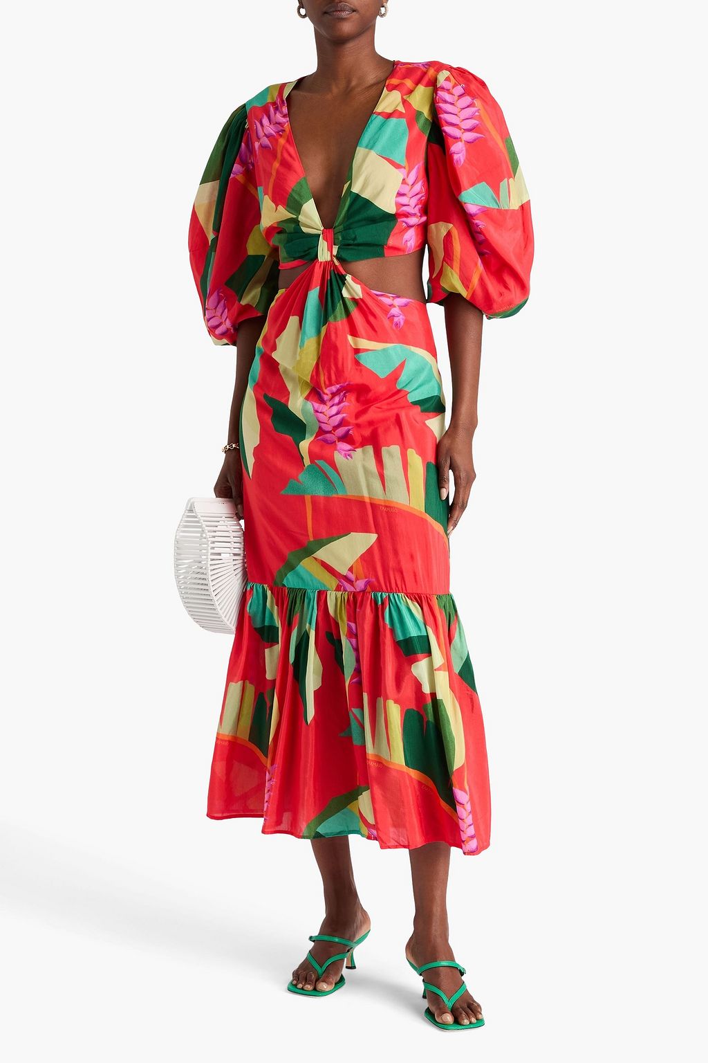 FARM RIO Midikleid aus einer Baumwollmischung mit floralem Print und Cut-outs