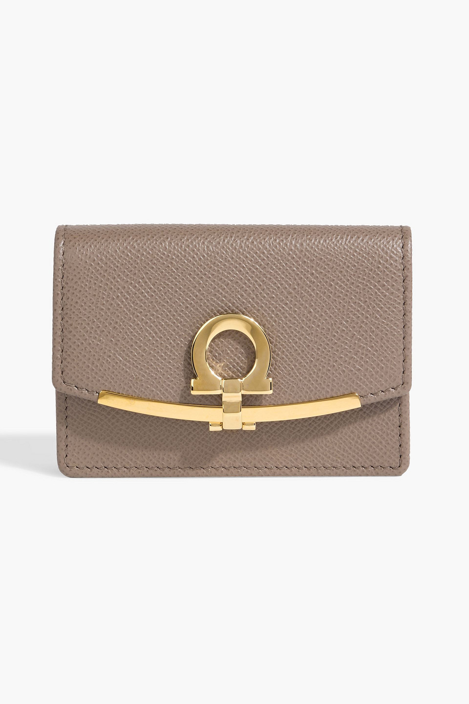 Ferragamo Gancini Pebbled-leather Wallet In Brown