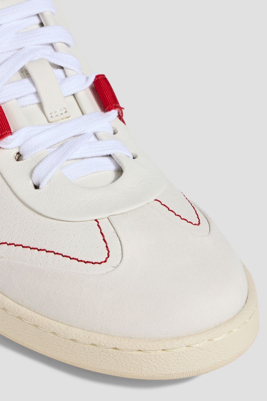 FERRAGAMO Garda perforated leather and suede sneakers