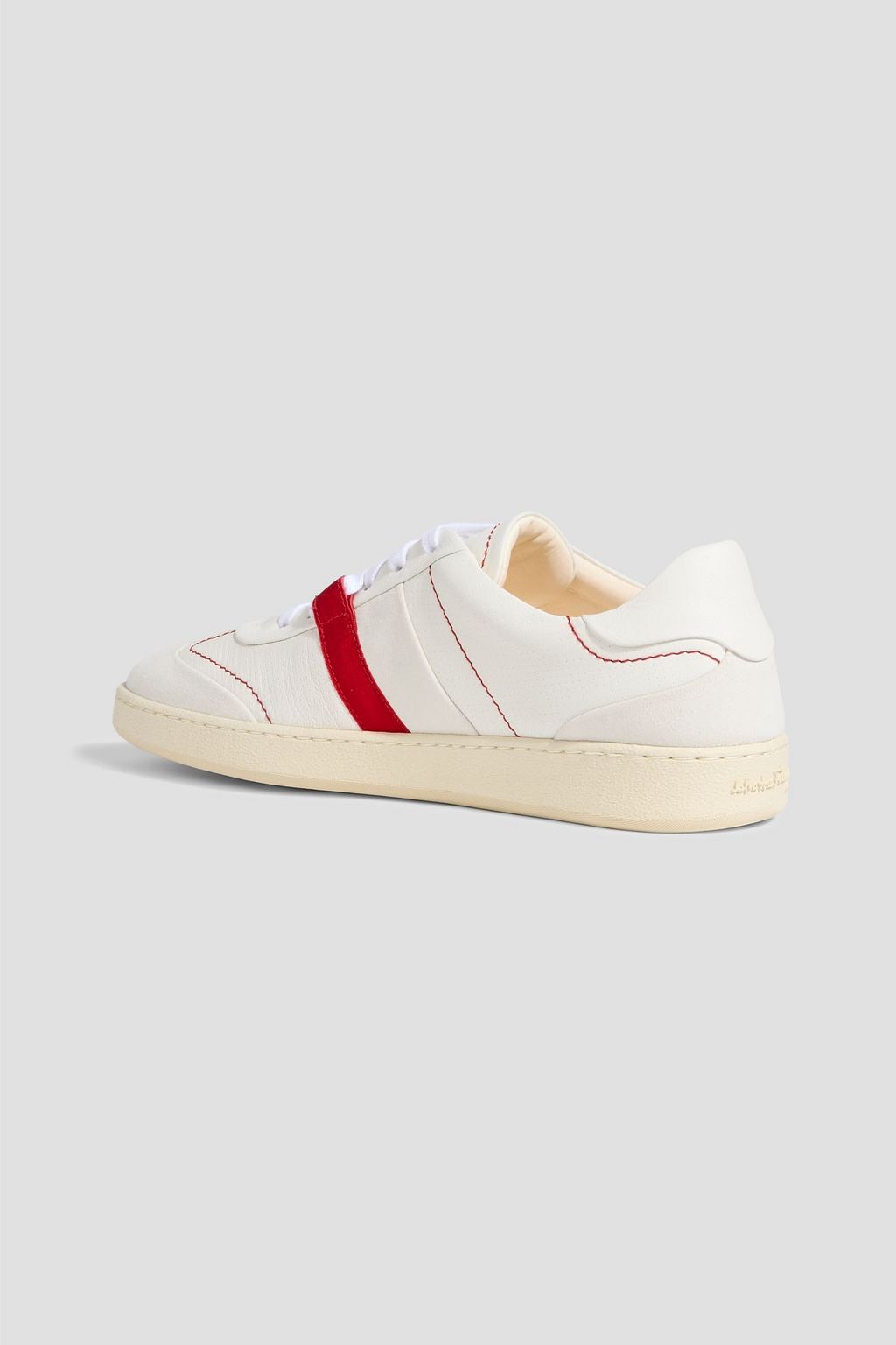FERRAGAMO Garda perforated leather and suede sneakers