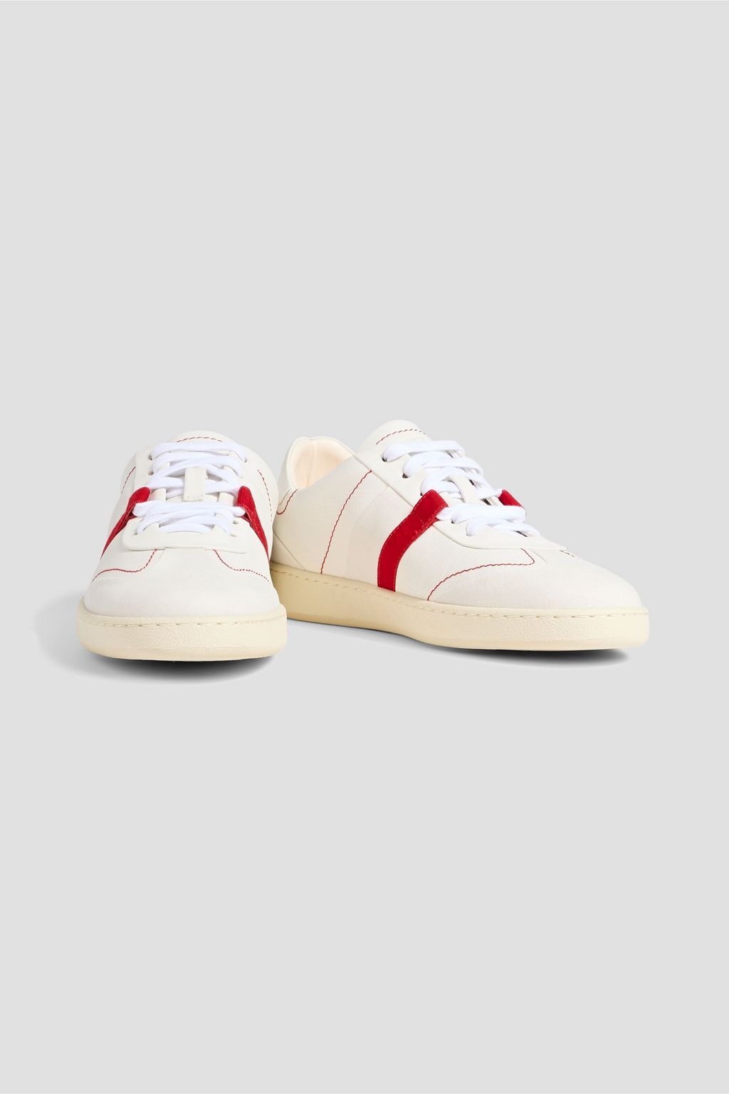 FERRAGAMO Garda perforated leather and suede sneakers