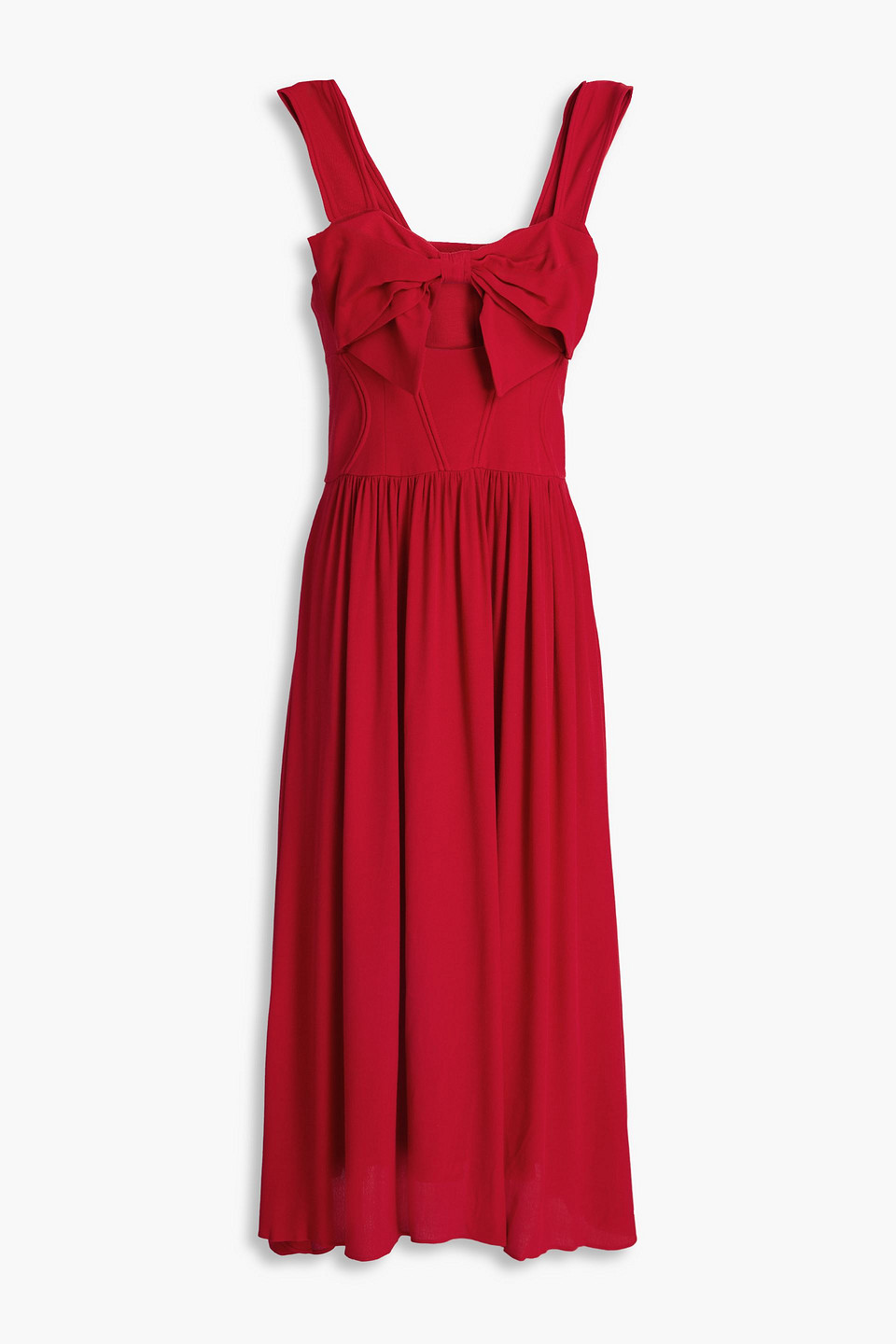 Farm Rio Bow-detailed Crepe Midi Dress In Red